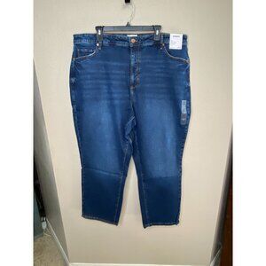 NWT‎ Sonoma Womens Plus High Rise Curvy Straight Jeans 22W Medium Classic Denim